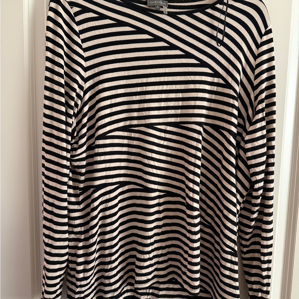 Vince Camuto Black and White Striped Blouse